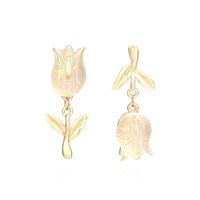 1 Paire Sucré Style Simple Fleur Placage Incruster Alliage Résine Boucles D'oreilles main image 6