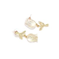 1 Pair Sweet Simple Style Flower Plating Inlay Alloy Resin Drop Earrings main image 4