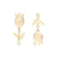 1 Pair Sweet Simple Style Flower Plating Inlay Alloy Resin Drop Earrings sku image 1