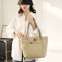 Women's Canvas Solid Color Classic Style Sewing Thread Square Zipper Shoulder Bag main image 3