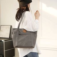 Women's Canvas Solid Color Classic Style Sewing Thread Square Zipper Shoulder Bag main image 4