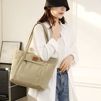 Women's Canvas Solid Color Classic Style Sewing Thread Square Zipper Shoulder Bag main image 5