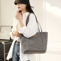 Women's Canvas Solid Color Classic Style Sewing Thread Square Zipper Shoulder Bag main image 6