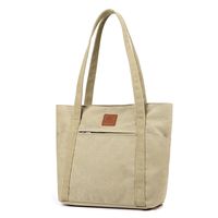 Women's Canvas Solid Color Classic Style Sewing Thread Square Zipper Shoulder Bag sku image 2