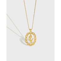 Argent Sterling Plaqué Or Style Simple Style Classique Fleur Placage Pendentif sku image 2