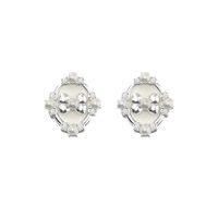 1 Pair Retro Simple Style Geometric Inlay Carving Sterling Silver Artificial Pearls Zircon Earrings main image 1