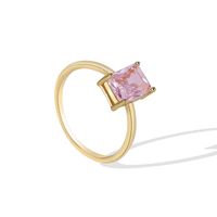 Wholesale Elegant Shiny Rectangle Copper Inlay 18K Gold Plated Rose Gold Plated Silver Plated Zircon Rings sku image 6