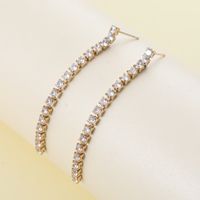 1 Pair Luxurious Simple Style Shiny Tassel Inlay Stainless Steel Metal Zircon Drop Earrings sku image 1