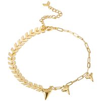IG Style Simple Style Circle Heart Shape Grain Copper Inlay Zircon 18K Gold Plated Women's Anklet sku image 2