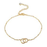 IG Style Simple Style Circle Heart Shape Grain Copper Inlay Zircon 18K Gold Plated Women's Anklet sku image 3