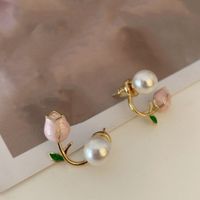 1 Paar Süss Blume Emaille Überzug Inlay Legierung Künstliche Perlen Glas Ohrringe sku image 1