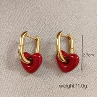 1 Pair Simple Style Classic Style Heart Shape Stainless Steel 18K Gold Plated Earrings main image 2