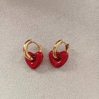 1 Pair Simple Style Classic Style Heart Shape Stainless Steel 18K Gold Plated Earrings sku image 9