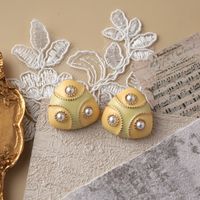 1 Pair Retro Flower Enamel Imitation Pearl Ear Studs sku image 6