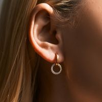 1 Pair IG Style Simple Style Circle Plating Hollow Out Inlay Copper Drop Earrings main image 6