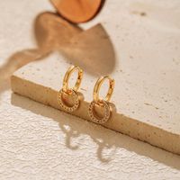 1 Pair IG Style Simple Style Circle Plating Hollow Out Inlay Copper Drop Earrings main image 5