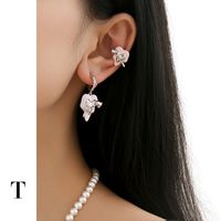 Sweet Heart Shape Imitation Pearl Brass Enamel White Gold Plated Women's Earrings Necklace main image 3