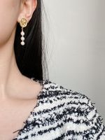 1 Pair Elegant Flower Plating Copper Alloy Drop Earrings main image 4