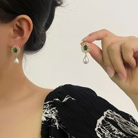 1 Pair Elegant Color Block Inlay Copper Zircon Drop Earrings main image 5