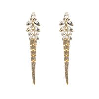 1 Pair Elegant Glam Leaf Inlay Alloy Rhinestones Glass Silver Plated Drop Earrings sku image 1