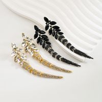1 Pair Elegant Glam Leaf Inlay Alloy Rhinestones Glass Silver Plated Drop Earrings main image 3