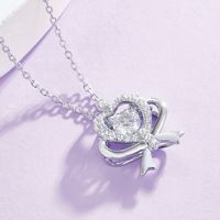 Sterling Silber IG-Stil Elegant Herzform GRA Inlay Moissanit Halskette Mit Anhänger main image 5