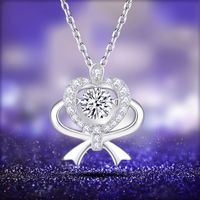 Sterling Silber IG-Stil Elegant Herzform GRA Inlay Moissanit Halskette Mit Anhänger main image 1