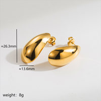 1 Pair Simple Style Oval Stainless Steel 18K Gold Plated Ear Studs sku image 5