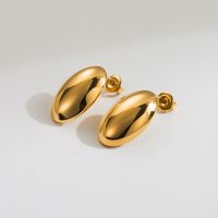 1 Pair Simple Style Oval Stainless Steel 18K Gold Plated Ear Studs main image 5