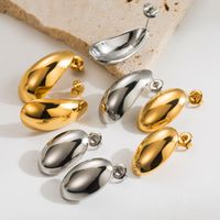 1 Pair Simple Style Oval Stainless Steel 18K Gold Plated Ear Studs main image 1