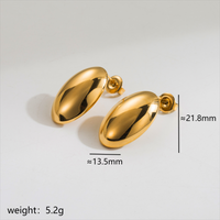1 Pair Simple Style Oval Stainless Steel 18K Gold Plated Ear Studs main image 2