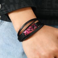 Retro Geométrico Cuero Sintético Tejido De Punto Hombres Pulsera main image 5