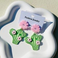 1 Pair Retro Cactus Arylic Drop Earrings main image 5