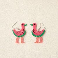 1 Pair Cartoon Style Cute Watermelon Duck Arylic Drop Earrings main image 6