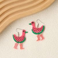 1 Pair Cartoon Style Cute Watermelon Duck Arylic Drop Earrings main image 4