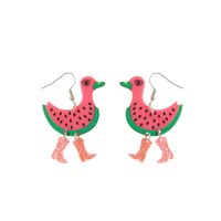 1 Pair Cartoon Style Cute Watermelon Duck Arylic Drop Earrings main image 1