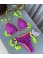 Femmes Couleur Correspondant Couleur Contraste Motif Ensemble 2 Pièces Bikinis Maillots De Bain main image 6