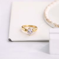 Stainless Steel Casual Simple Style Geometric Plating Inlay Turquoise Zircon Rings main image 3