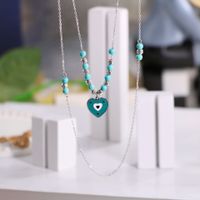Titanium Steel IG Style Sweet Heart Shape Beaded Enamel Pendant Necklace sku image 2