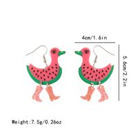 1 Pair Cartoon Style Cute Watermelon Duck Arylic Drop Earrings main image 2