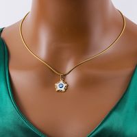 Stainless Steel Copper Vintage Style Devil's Eye Star Butterfly Plating Pendant Necklace main image 3