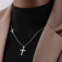 Titanium Steel Hip-Hop Cross Polishing Pendant Necklace main image 5