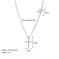 Titanium Steel Hip-Hop Cross Polishing Pendant Necklace main image 2