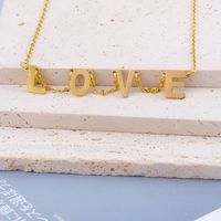 Stainless Steel Titanium Steel Simple Style Letter Plating Pendant Necklace main image 5