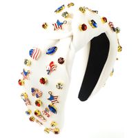 Women's Casual Classic Style Star Knot American Flag Alloy Cloth Inlay Rhinestones Glass Hair Band sku image 1