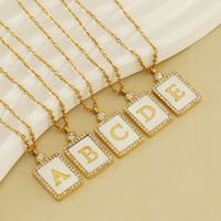 Stainless Steel Titanium Steel Hip-Hop Letter Inlaid Shell Diamond Pendant Necklace main image 1
