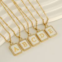Stainless Steel Titanium Steel Hip-Hop Letter Inlaid Shell Diamond Pendant Necklace main image 5