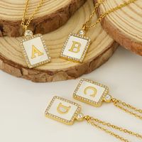 Stainless Steel Titanium Steel Hip-Hop Letter Inlaid Shell Diamond Pendant Necklace main image 3