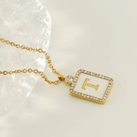 Rostfreier Stahl Titan Stahl Hip Hop Brief Eingelegte Schale Diamant Halskette Mit Anhänger sku image 20