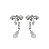 Elegant Sweet Bow Knot Imitation Pearl Alloy Rhinestones Women's Earrings Necklace main image 6